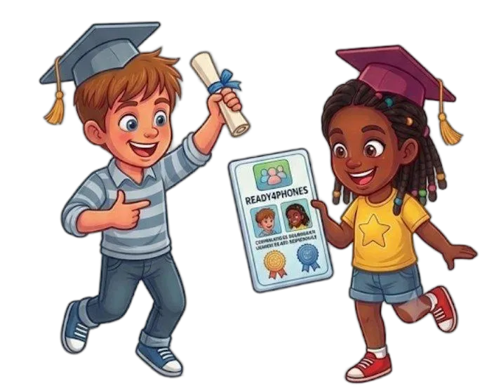Niños celebrando con su Carnet Digital Familiar